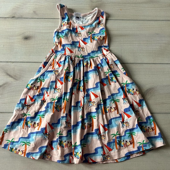 Hanna Andersson Other - Hanna Andersson Multicolor Beach Print Bluey Tank Pocket Dress